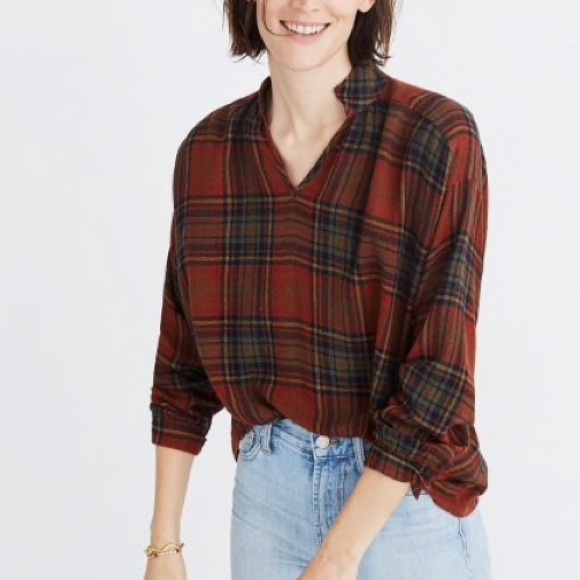 Madewell Tops - Madewell Highroad Brentford Plaid Popover Shirt